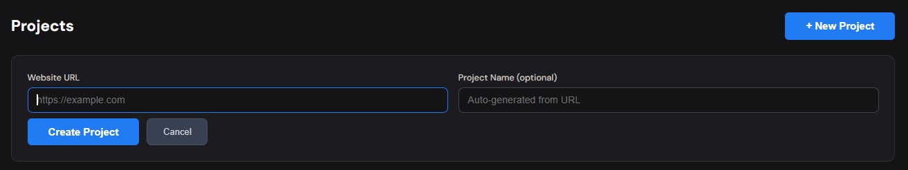 Step 1: Create a project and enter the URL to crawl
