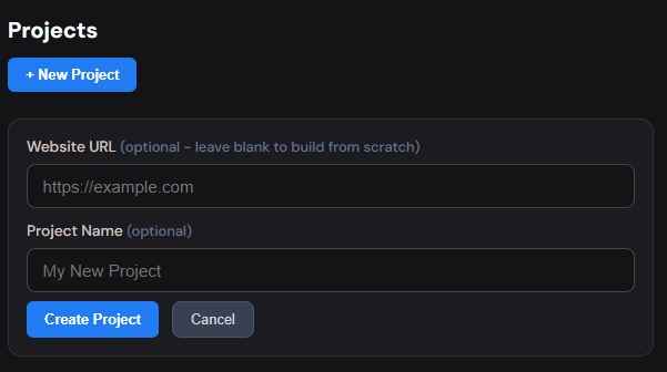 Step 1: Create a new project in Wireframable