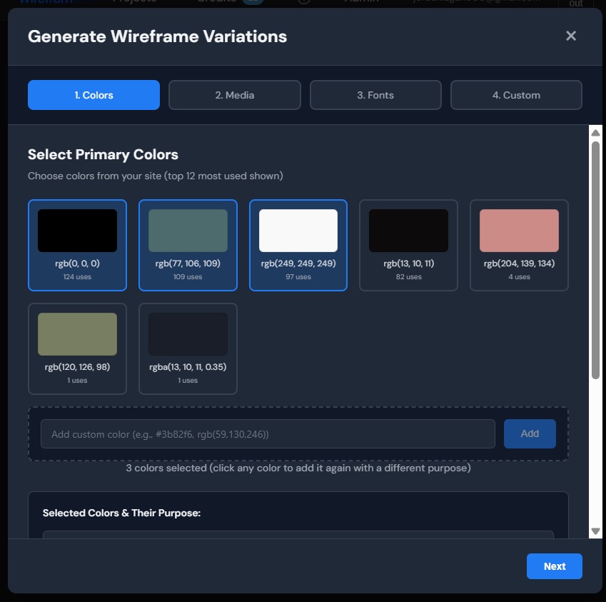 Step 3a: Select brand colors