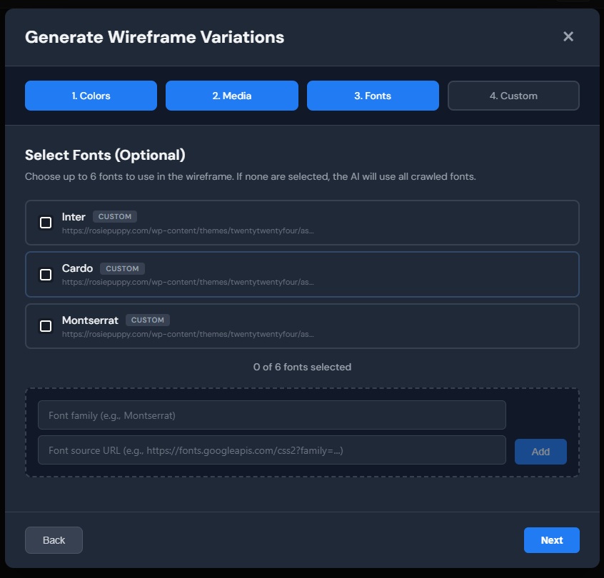 Step 3c: Select brand fonts