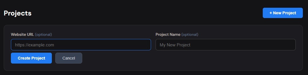 Create project with existing site URL