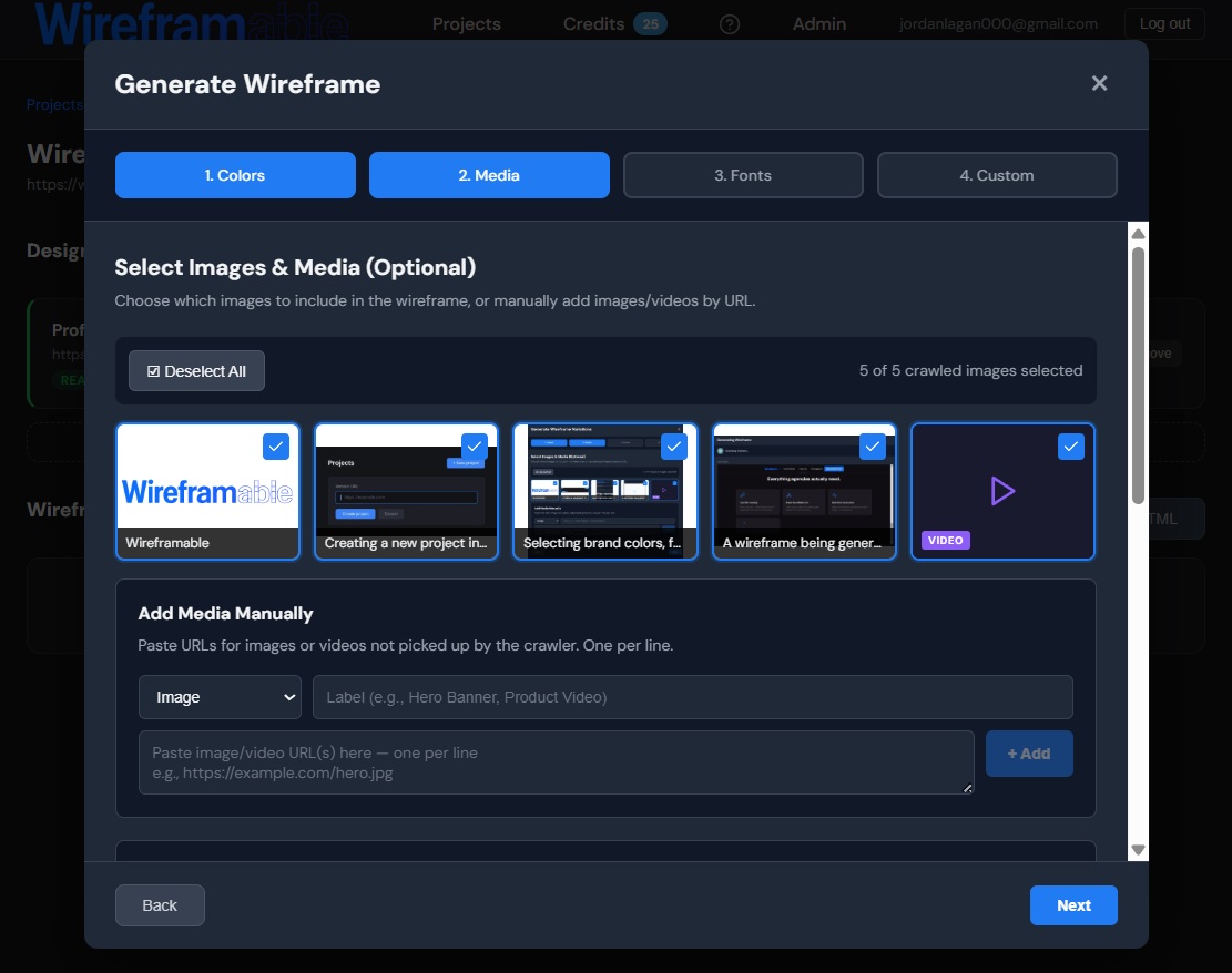 Config modal with crawled assets for redesign