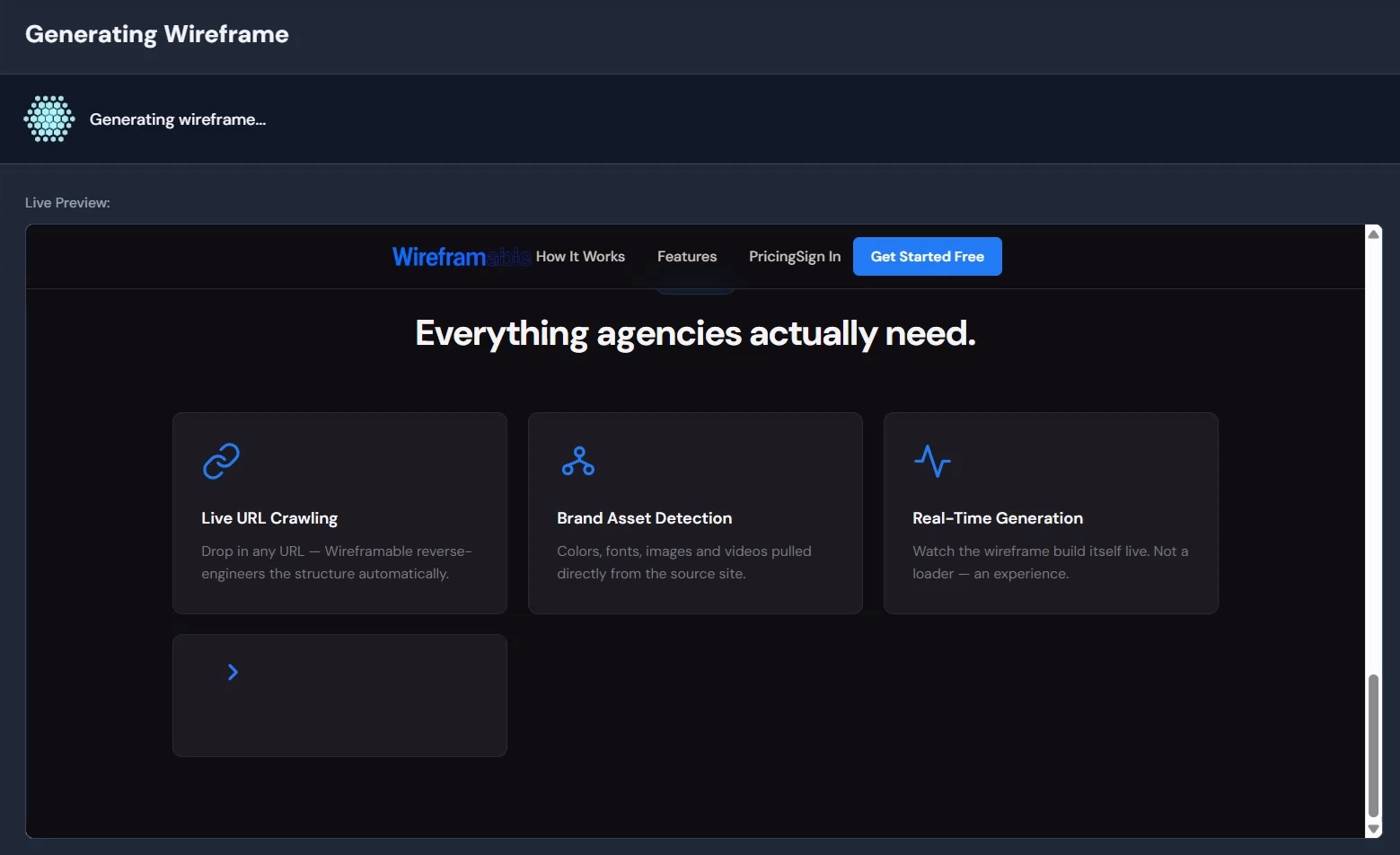AI generating a wireframe in real time