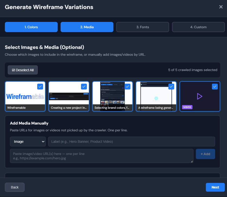Select brand assets from the crawled page
