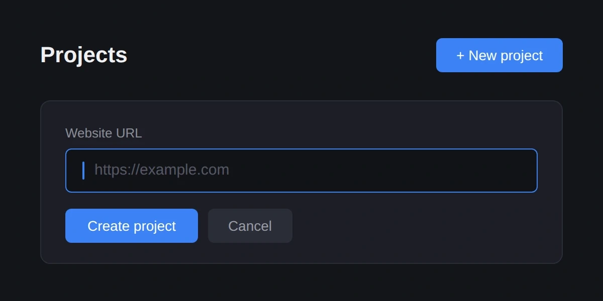 Creating a new project in Wireframable by pasting a URL